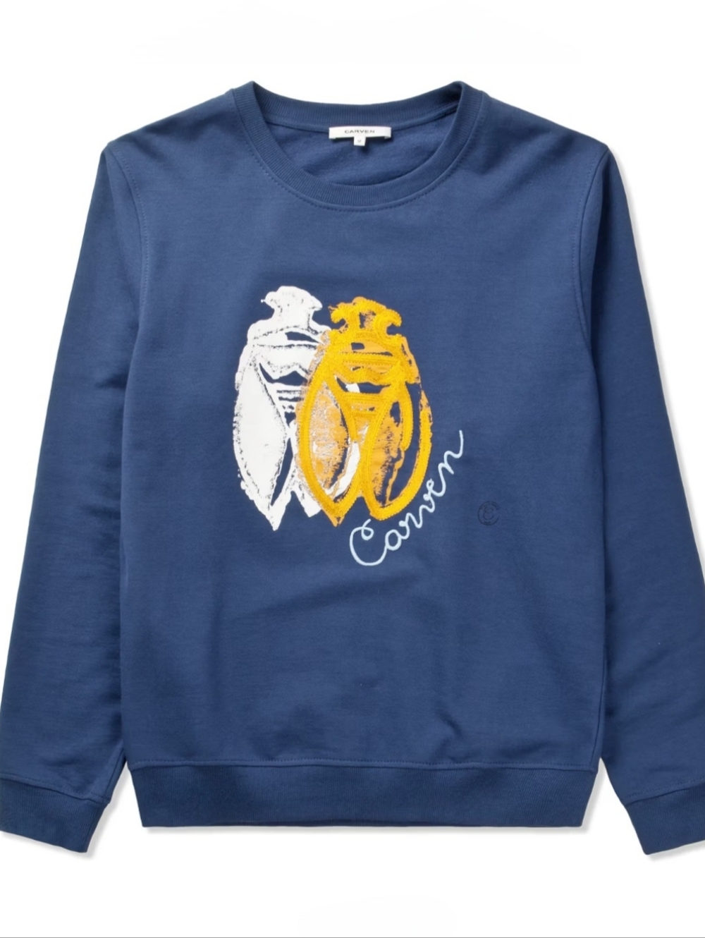 Carven Navy Cricket Cicada Embroidery Molleton Sweater S